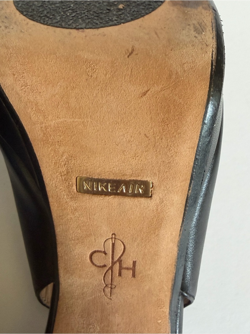 Cole Haan Black Leather Peep-Toe Slingback Heels Women’s Size 8 - Picture 6 of 8